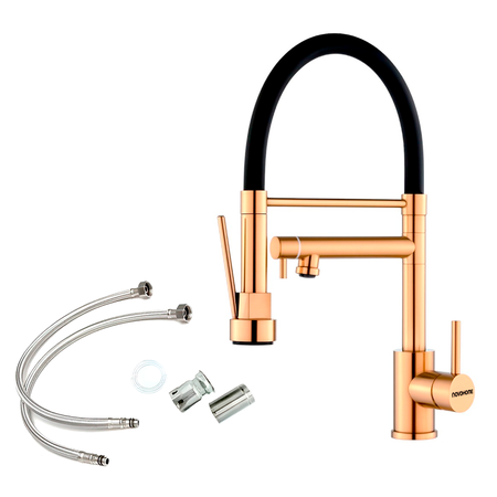 Grifería P/Cocina Monocomando Doble Función Novohome Dorado