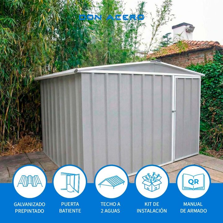 Armario Deposito Galpon de jardin Casi 3x2x2 Gris DON ACERO - Vista 4