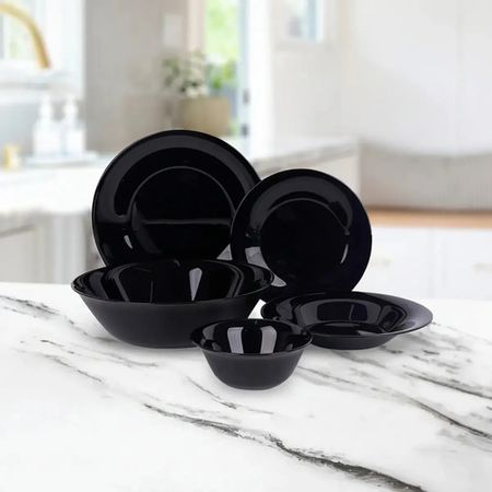 Set 25 Piezas Vajilla Segre Utile Vidrio Templado Negro