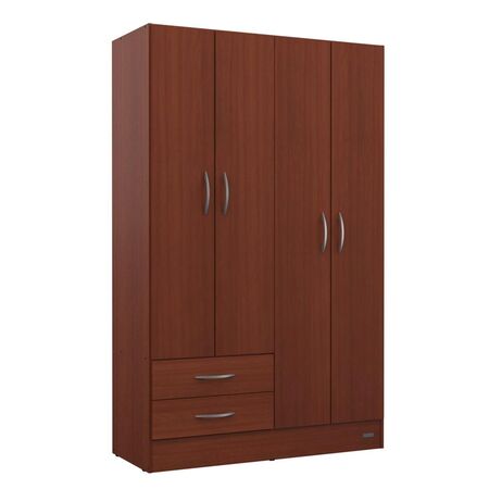 ROPERO PLACARD 4 PUERTAS MOSCONI EXPRESS 2 CAJONES 55983 COLOR CAOBA