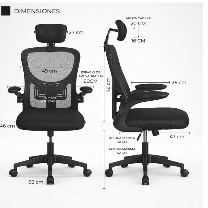 Silla de Escritorio Ergonómica Negra DarkLight - Vista 4
