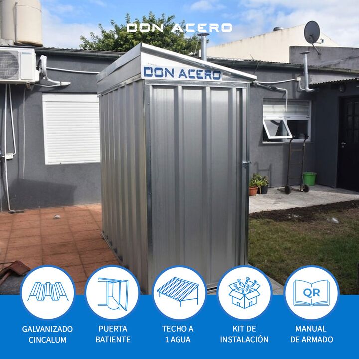 Deposito Armario Caseta Cobertizo de jardin 1x2 Techo 1 agua DON ACERO - Vista 4