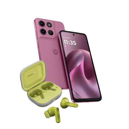 Combo Moto G17 4+256GB Bordeaux + Moto Buds Guitar Green Banana