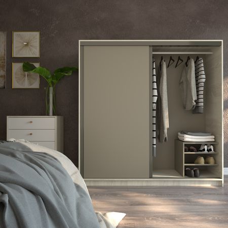 Placard Corredizo 1,80 2 Cajones Nevado Gris C. Tables