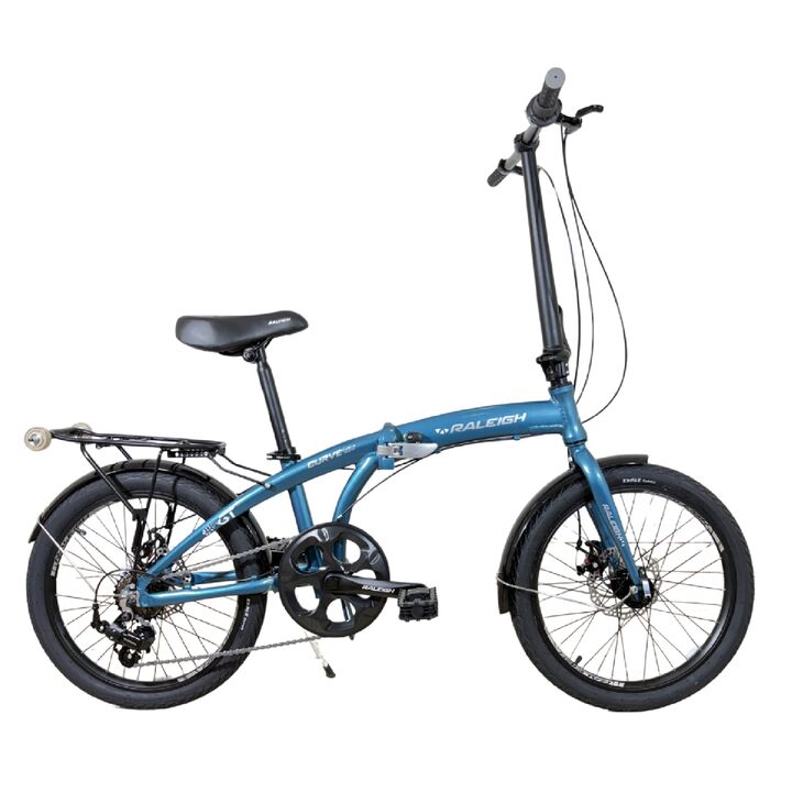 Bicicleta Plegable Raleigh Curve / Celeste / Cuadro de aluminio / Frenos a disco mecanico / 6Vel. / Rodado 20". - Vista 1