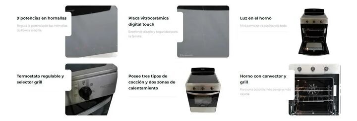 Cocina Florencia Flor 8638g 56cm Acero Electrica Anafe Vitro - Vista 6