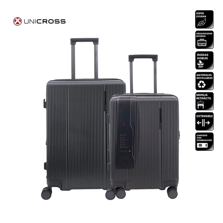 SET DE DOS VALIJAS 20" Y 24" ABS NEGRO UNICROSS - Vista 1