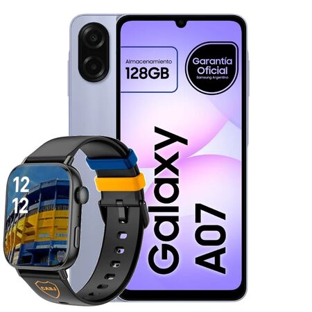 Celular Samsung Galaxy A07 128GB Violeta + Smartwatch Colmi Boca C8 Negro