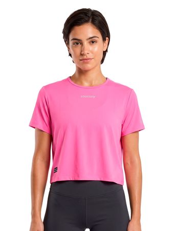 Remera Saucony Triumph Crop Mujer Running Rosa