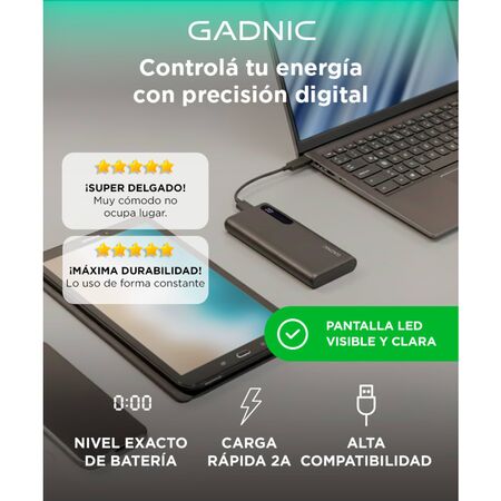 Cargador Portátil Gadnic BC-19 20000 mAh Carga Rápida USB C