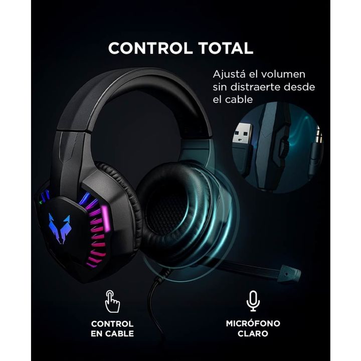 Auricular Gamer Gadnic A3000 RGB Compatible Pc Play Consolas - Vista 3