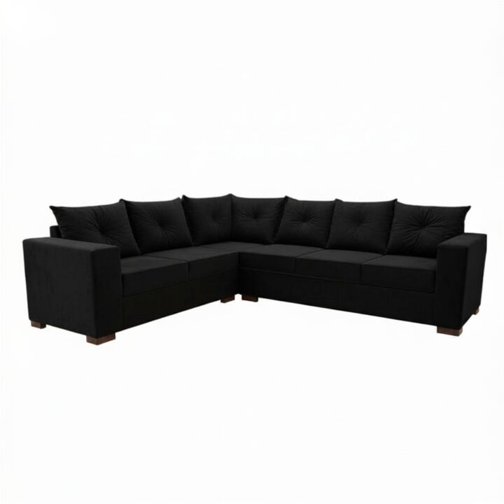 Sillon esquinero Bariloche con seis lugares color negro - Vista 1