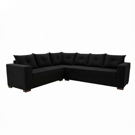 Sillon esquinero Bariloche con seis lugares color negro