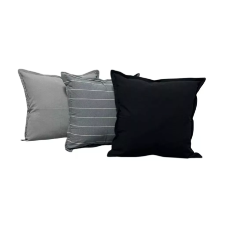 Combo 3 almohadones Tusor 50x50 - Diseño Negro y gris A