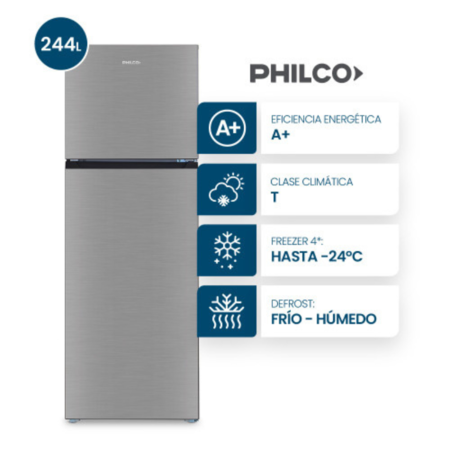HELADERA PHILCO PHCT260X CICLICA INOXIDABLE 244LT