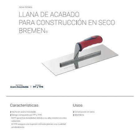 Llana Acabado Bremen 12,5 x 5 Pulgadas Acero Inoxidable