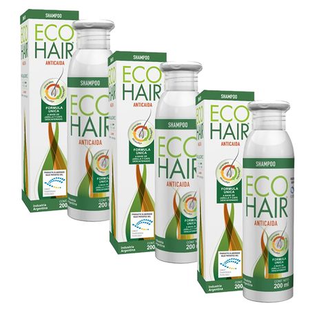Shampoo Eco Hair Crecimiento Pelo Anticaida Ecohair 3 X200ml