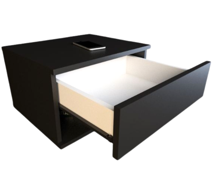 Mesa De Luz Linea Minimal Flotante C/1caj 6448 Negro Tables - Vista 3