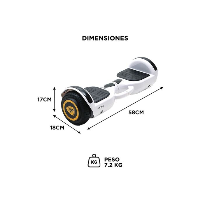 Patineta Electrica Gadnic Hoverboard 65 Pulgadas 250W Carga Máxima 100 kg Autonomía 6-8 km Batería Litio 1,8Ah - Vista 5