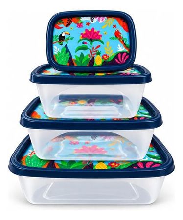 Set X 4 Rectangular Modelo Floral 220/420/750/1270 Jaguar 4024