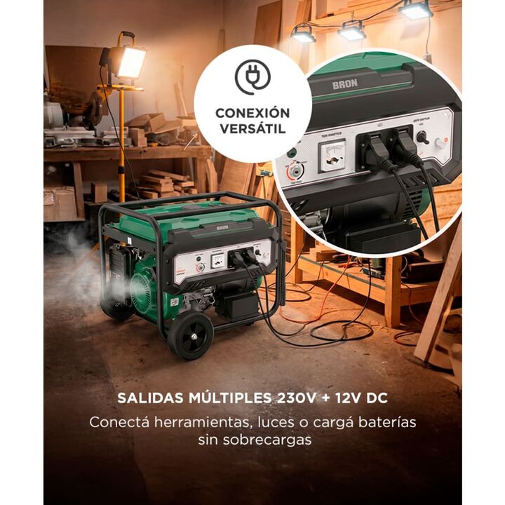 Generador Grupo Electrógeno a Nafta BRON by Gadnic 6500W Portátil Ruedas 220V Arranque Eléctrico - Vista 3