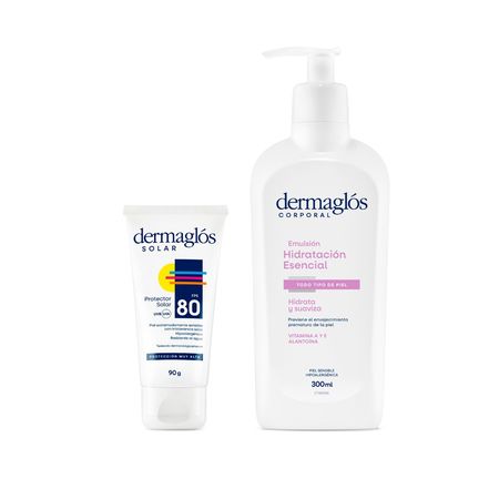 Dermaglos Set Protector Solar Fps 80 + Hidratacion Esencial