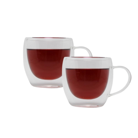 Set x 2 Tazas Te Cafe Doble Vidrio Termico Doble 240ml