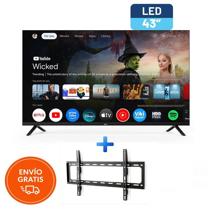 Combo Smart Tv Led 43 Full HD B4326FG5G - BGH + Soporte LCD Wall Mount 26" a 63" De Regalo - Vista 1
