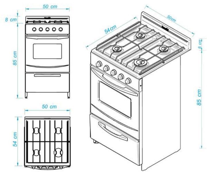 Cocina Escorial Gas Envasado Candor S2 4 Hornallas 50Cm - Vista 4