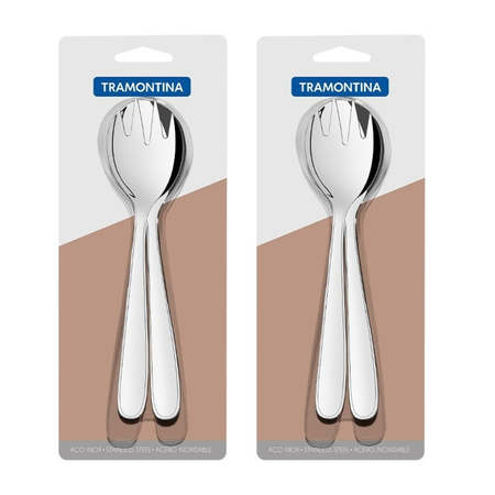 Set X 4 Juego De Ensalada Acero Inox Tramontina Maresias Plateado