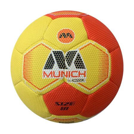Pelota De Handball Munich Crobit Grip Pu Costura Hibrida Amarillo-Naranja 3