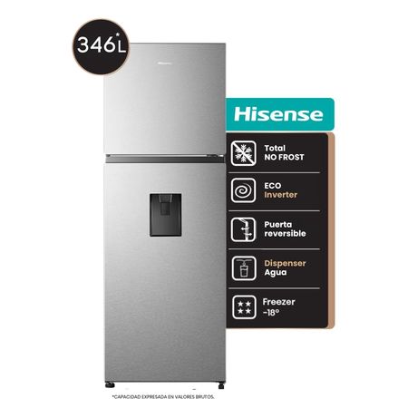 Heladera No Frost Hisense 346L Inverter Dispenser Inox RT3N320NMC
