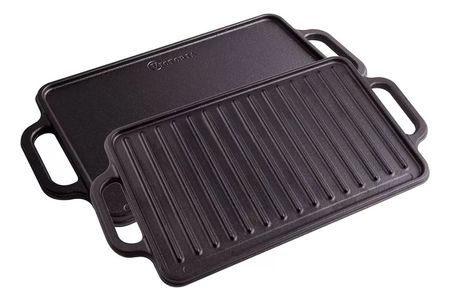 Plancha Bifera Reversible De Fundicion Victoria 33 X 21 Cm Gris Oscuro