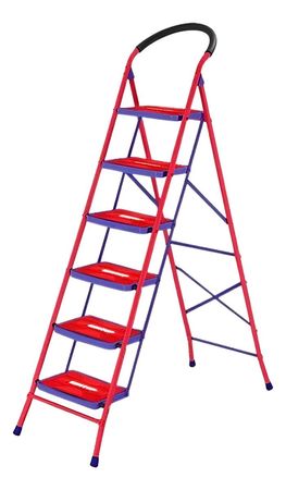 Escalera De Acero Emtop Eslr1061 6 Escalones 150kg Rojo