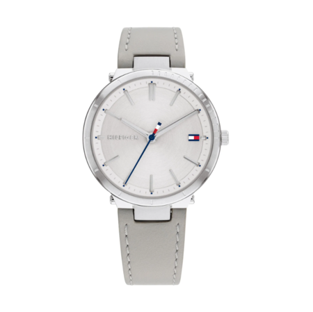 RELOJ ANALÓGICO TOMMY HILFIGER - FDO BLANCO, MALLA DE CUERO - ACERO INOX (RTH0596)