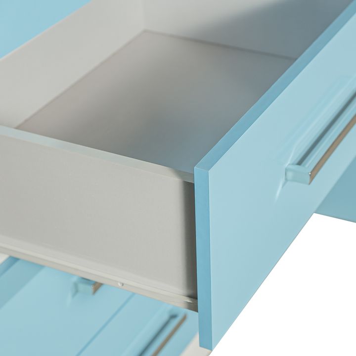 Mesa de luz y Comoda Cajonera Combo Infantil Reforzado Melamina Maximo fortaleza Celeste y Blanco - Vista 12