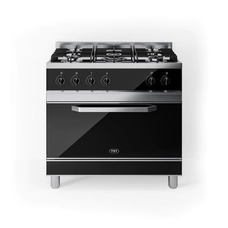 Cocina Semi Industrial TST Vesta 90 cm Negra Vidrio Templado - Cocina a Gas
