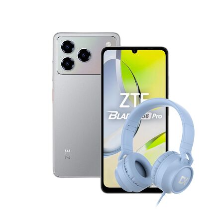 Combo ZTE A56 Pro 4+128GB Grey + Auriculares Dekkin Vincha USB-C Celeste