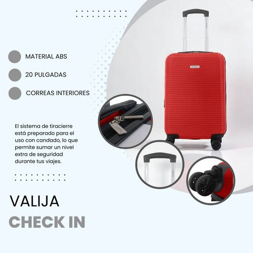 Valija Chica Cabina Rígida Roja Checkin Low Cost Abs Fuerte Carrión modelo 39111 - Vista 6
