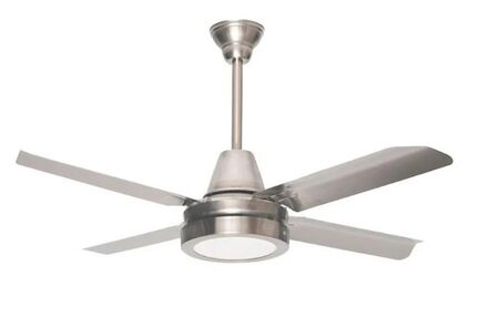 Ventilador De Techo Boher 4 Palas Con Luz Led Acero Inoxidable