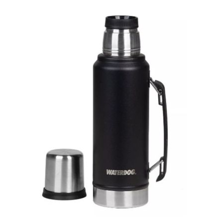 Termo acero inox  Waterdog con manija 1 litro negro