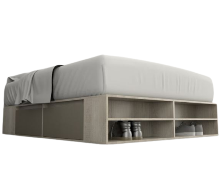 Base Cama Box Linea Minimal 1.40m 4 Cajones Con Estantes 6442 Nevado/Gris C Tables - Vista 6