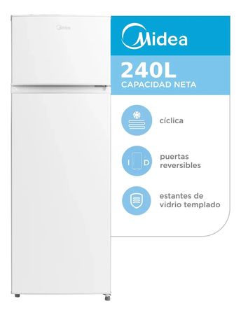 Heladera Midea Cíclica 240L Blanca Freezer Superior MDRT333FGE01A