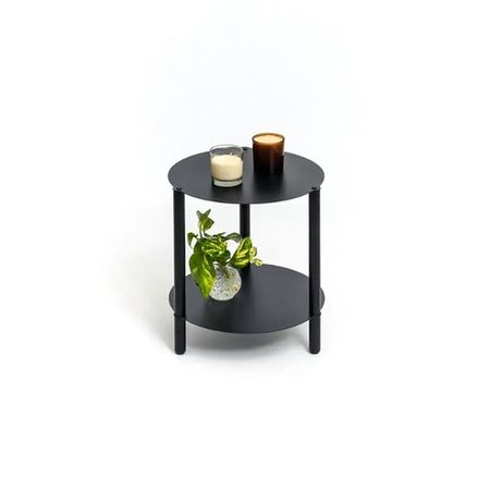 Mesita Auxiliar Iron 2 Pisos DS Home 43 x 36 cm Negro