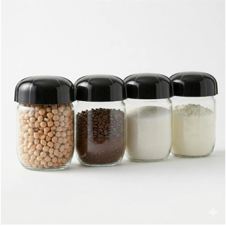 Frasco Vidrio Hermetico 425 Cc Cierre Rosca Tapa Plastica Negro - Vista 5