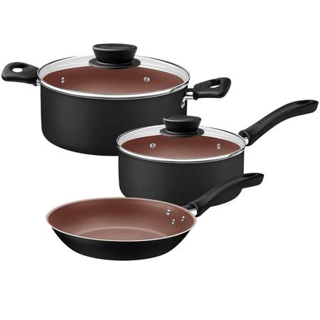 Batería De Cocina 3 Piezas Negro/ Cobre Linz Tramontina