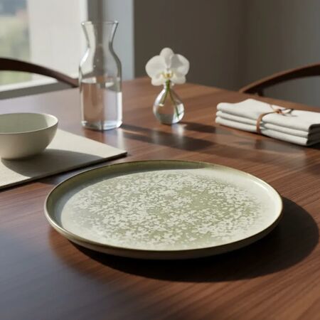 Plato Playo Plano Porcelana Cortado Marmolado 24cm Verde Musgo Cortado/marmolado