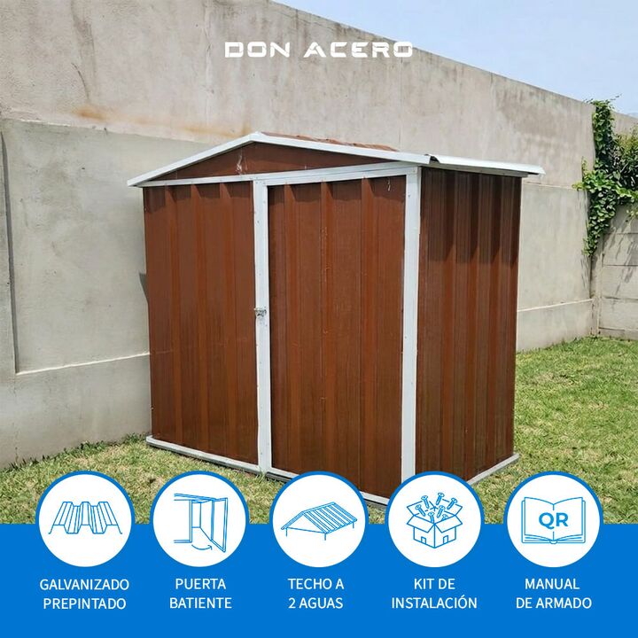 Armario Deposito Galpon de jardin 2x1x2 Calibre 28 Pardo DON ACERO - Vista 3