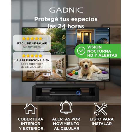 Cámaras de Seguridad + DVR Gadnic x4 Interior/Exterior IP CCTV Visión Nocturna