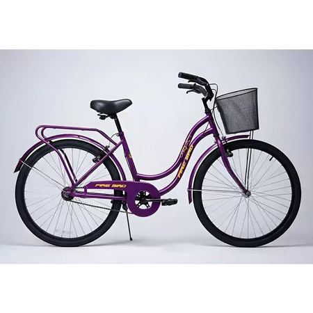 Bicicleta Playera Firebird New Vintage Con Canasto R26 Violeta/ amarillo